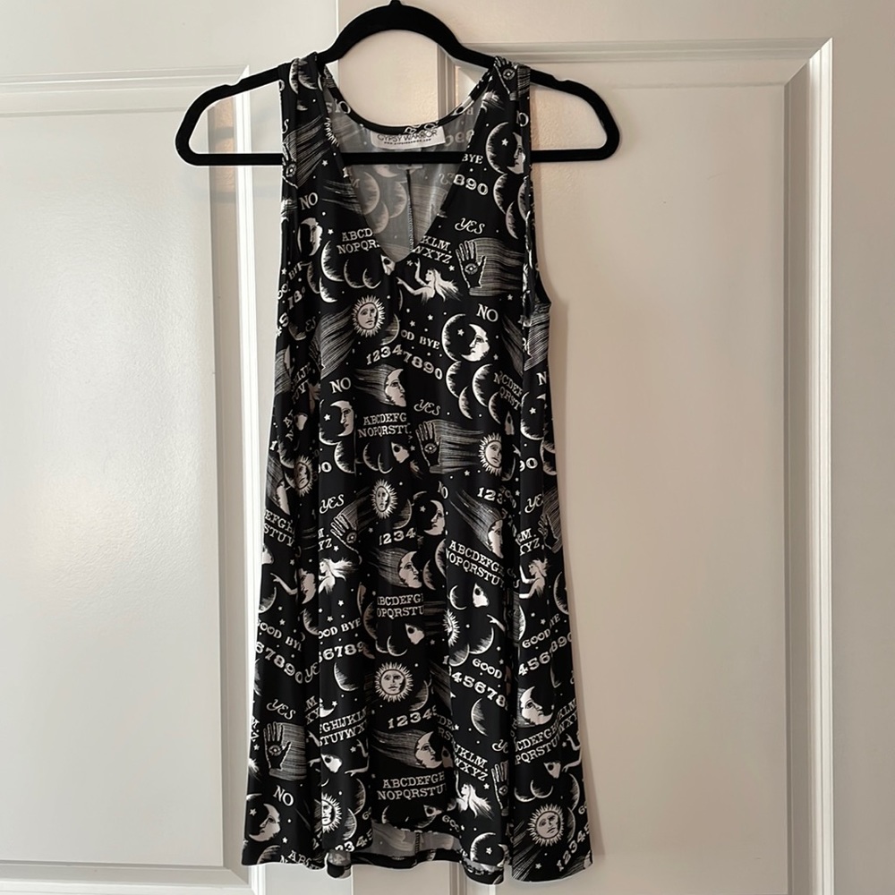 Gypsy warrior medium mini dress/ tunic flowy! Tarot / ouija board print